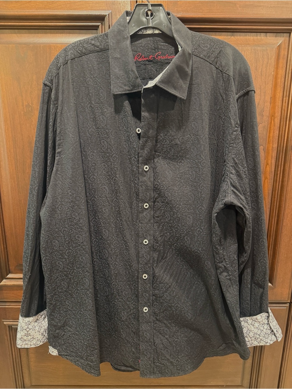 Robert Graham Black Button Down Tonal Paisley Print Long Sleeve Shirt